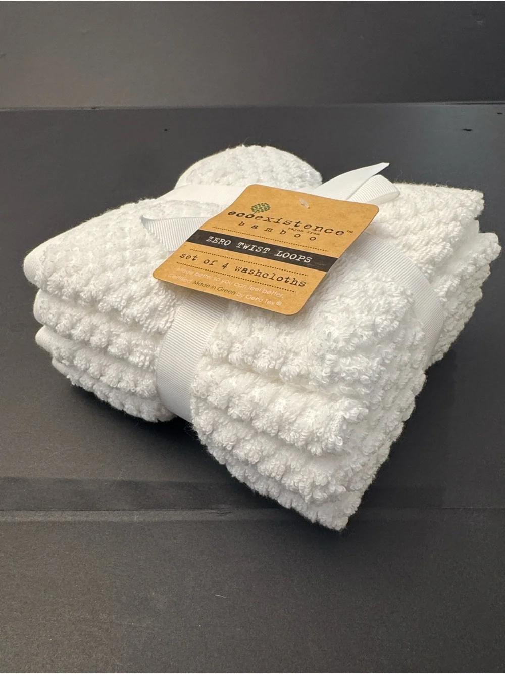8pc Ecoexistence Bamboo Zero Twist Loops Bath Towel Set - White